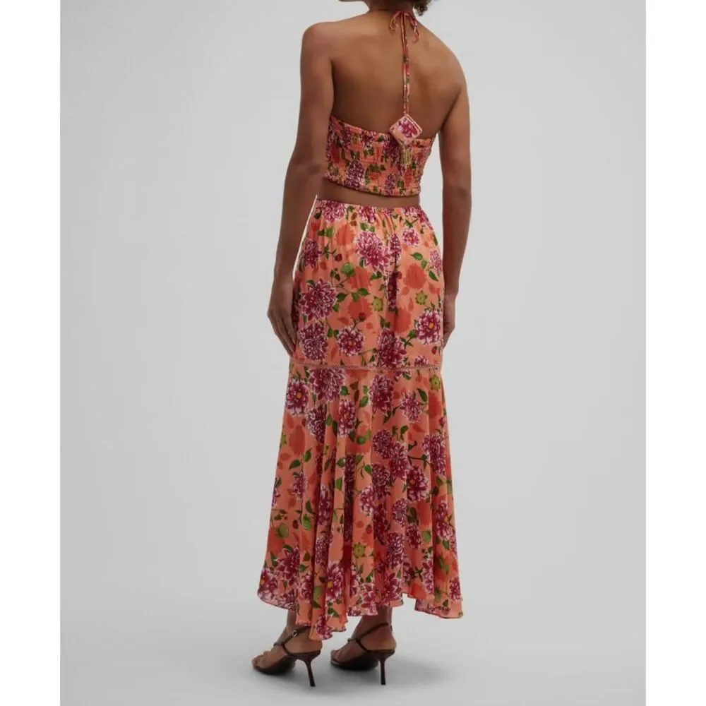 $575 Verandah Women's Pink Floral Twisted Cutout Maxi Dress Size M - Picture 2 of 4